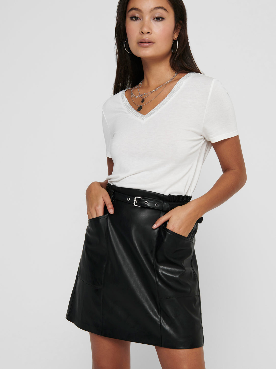 ONLHEIDI Faux Leather Skirt - Sort